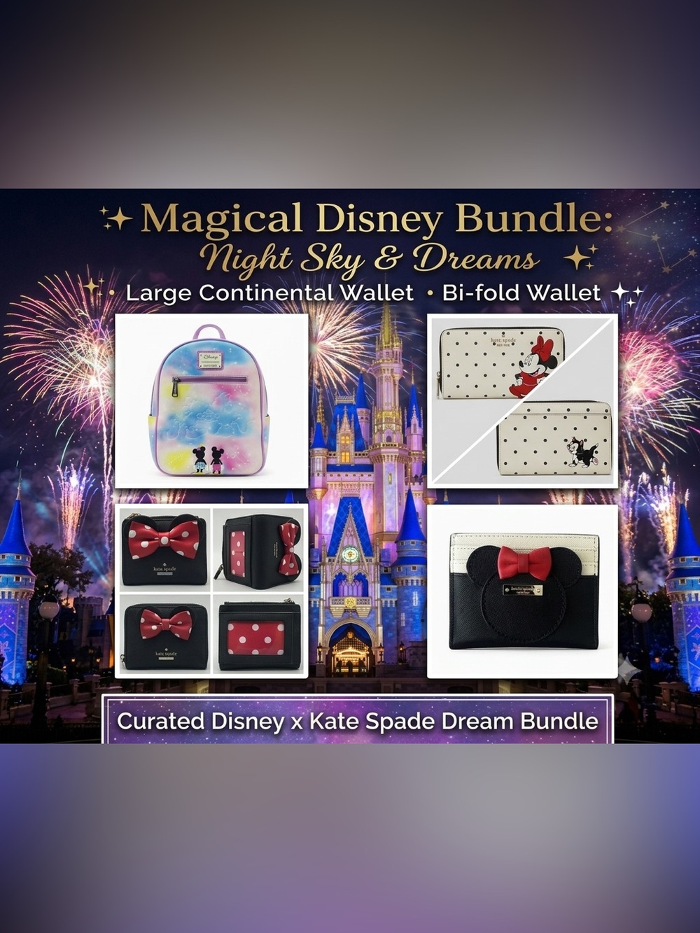 Magical Disney x Kate Spade Minnie Wallets And Loungefly Constellation Backpack